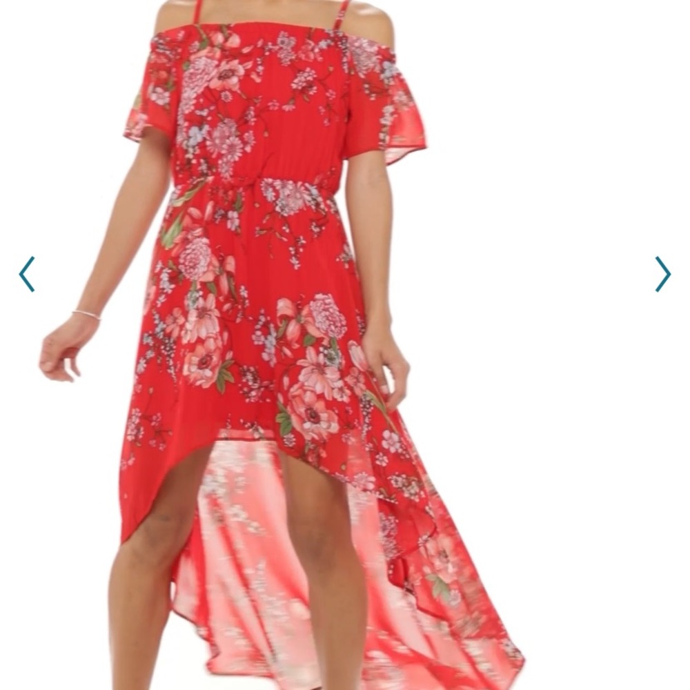 Lily Rose off the shoulder high-low dress